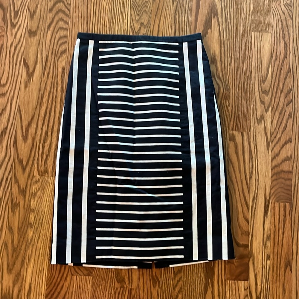 J crew no. 2 pencil skirt lined. Black and cream stripe